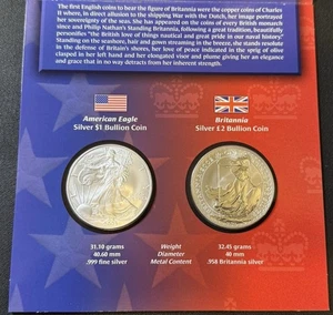 2002 & 2003 Legacies Of Freedom U.S. & UK Silver Bullion 2 Coin Set  - Picture 1 of 6