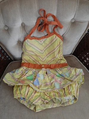 Traje mameluco bebé vintage años 60 amarillo groovy niña 6 meses verano Foto 1 de 4