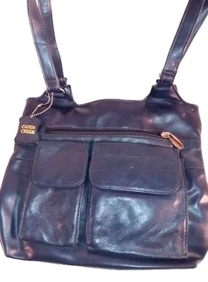 Bolsa de ombro Cabin Creek feminina azul marinho bolsa tote de couro genuíno - Imagem 1 de 4