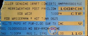 Bob Weir Rob Wasserman Hot Tuna Pier Six Konzert Ticket Stub Baltimore 8.11.1991 - Bild 1 von 2