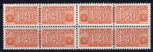 #910 - Repubblica - 1953 - 40 lire pacchi concessione (ruota) quartina - Nuovi - Picture 1 of 2