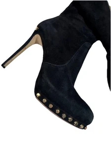 Botas altas hasta la rodilla Michael Kors Aille negras de gamuza con tachuelas de aguja 8,5 - Imagen 1 de 15