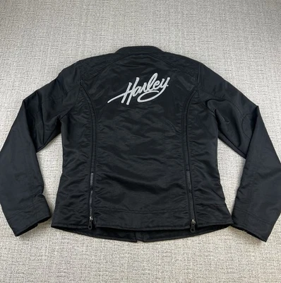 Harley Davidson Jacket Womens Large Rhinestone Y2K Script Jewel Bling Biker 2010 - Image 1 of 4