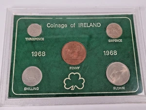 Vintage Coinage of Ireland Set 1968 Threepence Sixpence Penny Shilling Florin - Picture 1 of 9