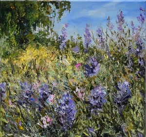 W trawach" Original Oil Painting 30x30cm signed Garncarek Al,, - Picture 1 of 3