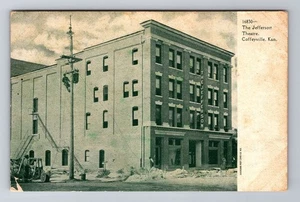 Coffeyville KS-Kansas, Teatro Jefferson, Publicidad, Postal de Recuerdo De Colección - Imagen 1 de 2