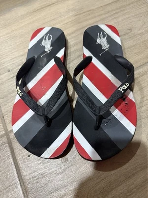 Chanclas Polo Ralph Lauren vintage para hombre 9-10/negro/rojo, Big Pony, logotipo Foto 1 de 2