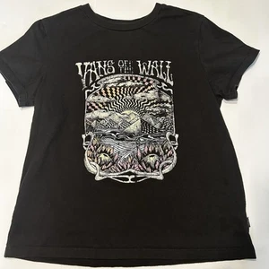 Vans Black Of The Wall Tee Shirt Distressed Girls Sz XL 14/16 Soft - Picture 1 of 4