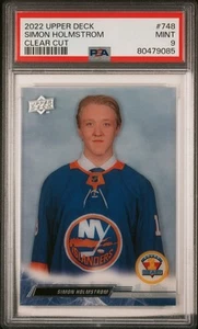 Simon Holmstrom RC '22 UD Ext. Series⚡CLEAR CUT⚡ NY Islanders MINT PSA 9 💥Pop 1 - Picture 1 of 17