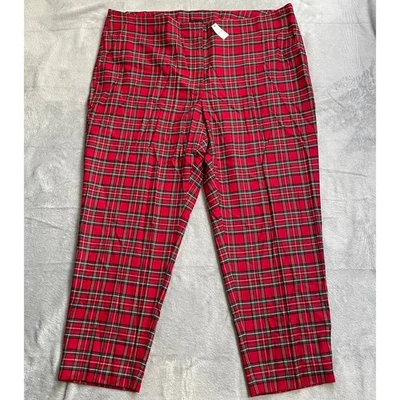 Talbots Holiday Trouser Pants 22W NWT Red Plaid Christmas Wool Blend Ankle - Image 1 of 4