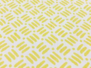 Grey Watkins Geometric Basketweave Print Fabric- Dash & Dot Print Pollen 1.45 yd - Picture 1 of 3