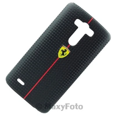 FERRARI CUSTODIA ORIGINALE HARD COVER BACK REAR CASE CARBON LOOK PER LG G3 NERA - Immagine 1 di 4