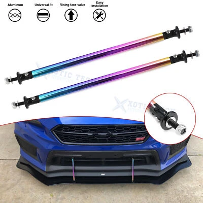 Universal Fit NEO Racing Style Front Bumper Lip Splitter Diffuser Rod Strut 2pcs - Image 1 of 4
