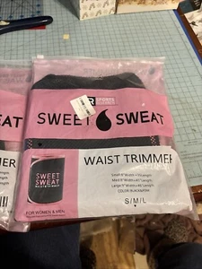 New Sweet Sweat Waist Trimmer Black Pink Trim Men Women Medium 41" x 8" Mesh Bag - Picture 1 of 5