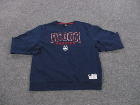 Uconn Huskies Sweatshirt Adult XXL Blue Sweater Pullover Spellout Crew Neck Mens Cover