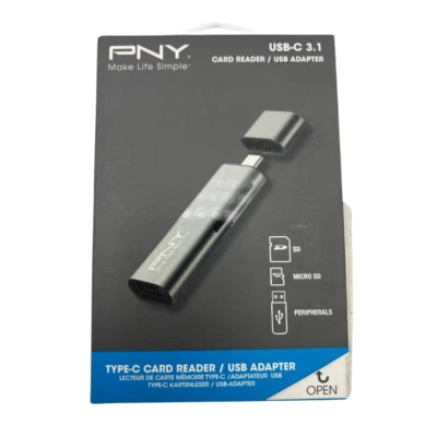 Adaptador lector de tarjetas Micro SD PNY USB-C alta velocidad compatibilidad universal OTG Foto 1 de 4