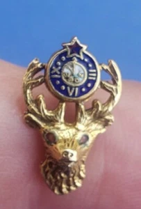 Vintage Solid Gold 14k Yellow Gold Order of the Elks Fraternal Tac Pin - Picture 1 of 4