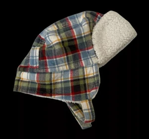 Vintage Gymboree Baby Boy 0-3 months Winter Plaid Sherpa Holiday Hat 0 to 3 Tow - Picture 1 of 4