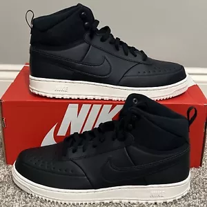 Nike Court Vision Mid Winter Shoes Black White Sneakers DR7882-002 Men's Sz 10.5 - Picture 1 of 9