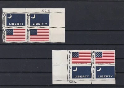 USA 1968 Plate Blocks Historical Colonial Flags MNH - Image 1 of 2