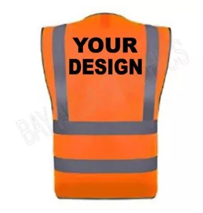 Personalized Hi-Visibility Safety Vest Black Design 2"Strips W/Pockets YOUR NAME - Picture 1 of 15