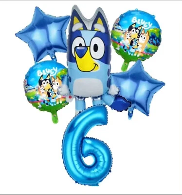 Paquete de - 6 globos de aluminio azul de 32 pulgadas, 1 azul, 1 número, 2 estrellas 2 redondos Foto 1 de 4