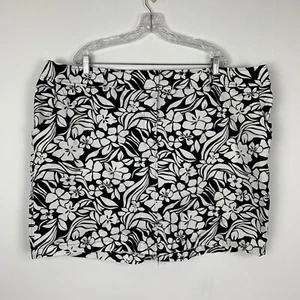 Minifalda Venezia para mujer línea 28 A floral negra blanca talla grande - Imagen 1 de 3