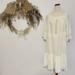 Chercher La Femme linen dress Size M Beaded Detailing Smock Day Tea Party - Picture 1 of 16