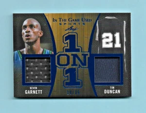 2020 Kevin Garnett & Tim Duncan Leaf ITG 1 zu 1 Dual TRIKOT Karte #18/35! - Bild 1 von 2