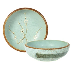 Japanese Ramen Noodle Rice Bowl 9.25"D Ceramic Ume Cherry Blossom Made in Japan - Picture 1 of 1