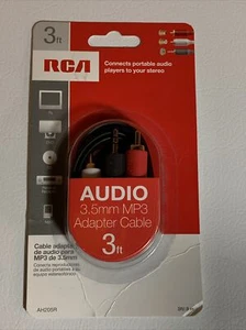 AH205R 3.5mm to 2 RCA Plugs 3ft ipod-phone-table-mp3 player adapter READ - Picture 1 of 7