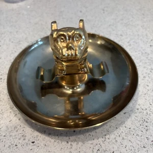 VTG Mack Truck Bulldog Hood Ornament Cigar Ashtray Gold Tone 87931 USA 7" - Picture 1 of 9