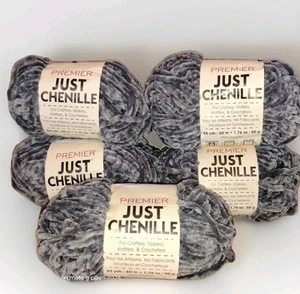 Premier Just Chenille Grey Yarn Skeins Lot Crafters Knitters - Picture 1 of 5