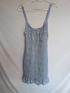 Abercrombie & Fitch Ditsy Floral Print Smocked Mini Dress Boho Blue Medium - Picture 1 of 11