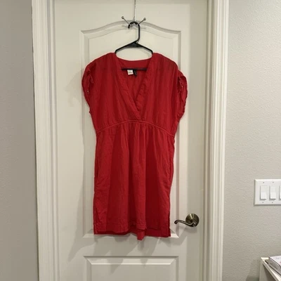 Lauren Ralph Lauren Beach Cover Up 100% Cotton Pockets Red Coral Large - Image 1 of 4