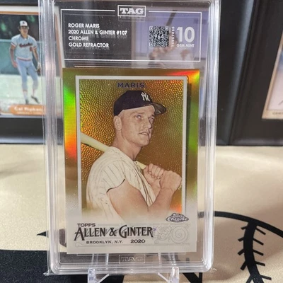 Roger Maris 2020 Topps Allen & Ginter Chrome Gold Refractor /50 TAG 10 Yankees - Image 1 of 2