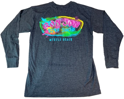 Camiseta Ron Jon Surf Shop Hombres M Gris Manga Larga Camisa Cozumel Informal Surfista Foto 1 de 4