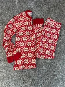 Hanna Andersson Snowflake Red Organic Cotton Pajama Set Size Large NWOT Scandi - Picture 1 of 9