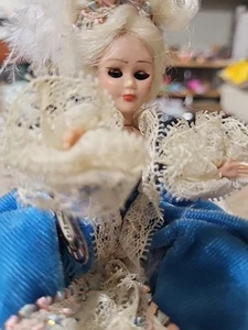 Vtg French Lady Doll Made France Qualite Francaise Blue Dress Platinum Blonde - Picture 1 of 7