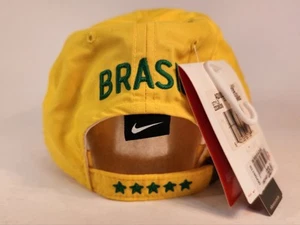 NWT Nike CBF Brasil Brazil Soccer Cap Yellow/Green Swoosh 90’s HTF Vintage - Picture 1 of 14