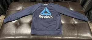 Reebok Long Sleeve Sweatshirt With Pocket Size Medium (8) Navy Blue - Picture 1 of 3