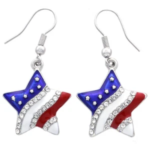 New Stars and Stripes USA American Flag 4th of July Independence Day Earrings - Picture 1 of 4