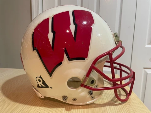 1990s game issued Wisconsin Badger Riddell VSR-4 football helmet BIG10 JJ WATT Cover