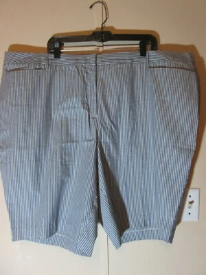 Fashion Bug Woman's Size 28 Blue Black White Stripe Zip Shorts  - Image 1 of 4