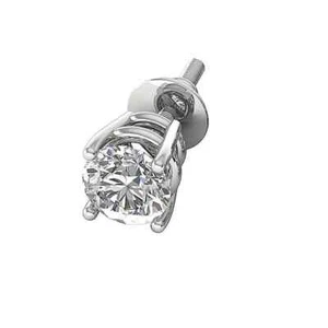 $6000 0.44 Ct Round Diamond Solitaire Single Piece Stud Earring 14K Solid Gold - Picture 1 of 8
