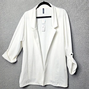MASSINI Women's White 2X Roll Tab NWT Long Sleeve Jacket - Picture 1 of 7