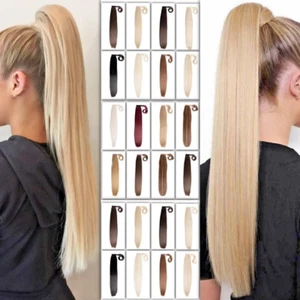 Koko Ponytail Long Wraparound Straight 26" Pony Hairpiece Natural Hair & Grips - Picture 1 of 34