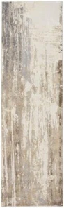 8' Tan Ivory And Gray Abstract Runner Rug - Picture 1 of 1