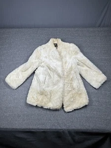 Jacques Saint Laurent Womens Fur Coat Small White Designer Vintage Chic - Picture 1 of 13