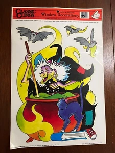 Vintage Classic Clings Halloween Window Decorations Witch Bats - Picture 1 of 1